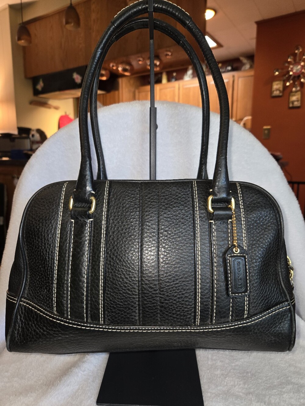 ✨️Coach Vintage Black Hamptons Dome Satchel with Contrast Stitching🔥✨️